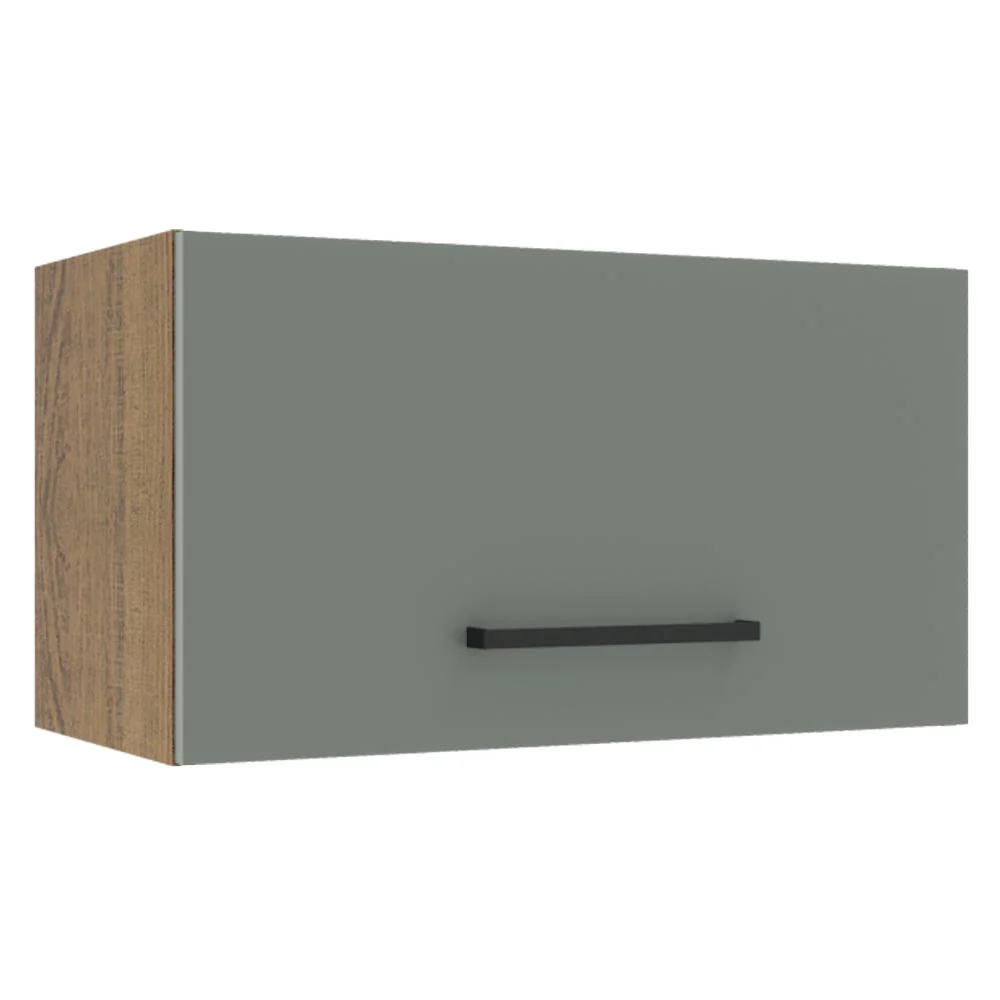 Armário Aéreo Madesa Agata 60 cm 1 Porta Basculante Rustic/Cinza