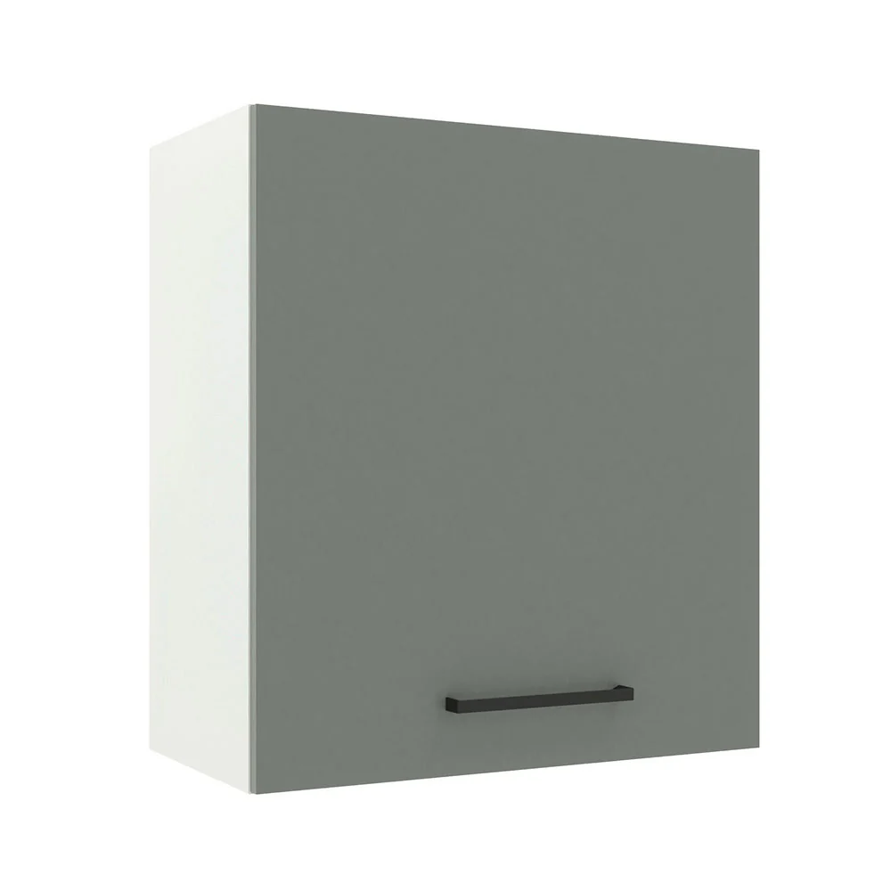 Armário Aéreo Madesa Agata 60 cm 1 Porta Branco/Cinza