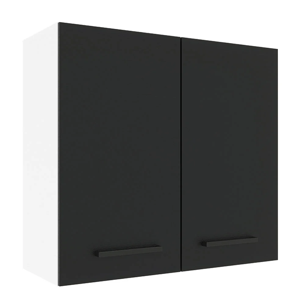 Armário Aéreo Madesa Agata 70 cm 2 Portas Branco/Preto