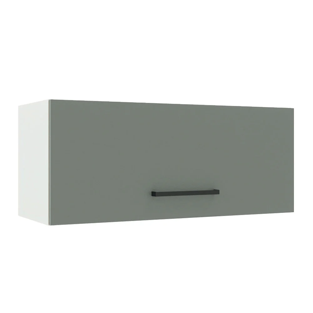 Armário Aéreo Madesa Agata 80 cm 1 Porta Basculante Branco/Cinza