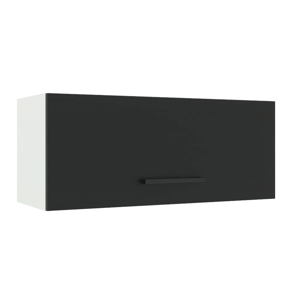 Armário Aéreo Madesa Agata 80 cm 1 Porta Basculante Branco/Preto