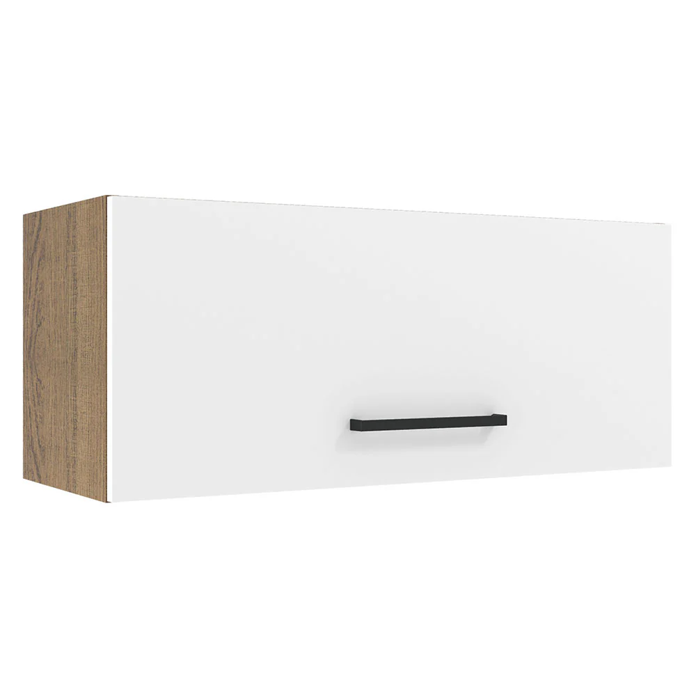 Armário Aéreo Madesa Agata 80 cm 1 Porta Basculante Rustic/Branco