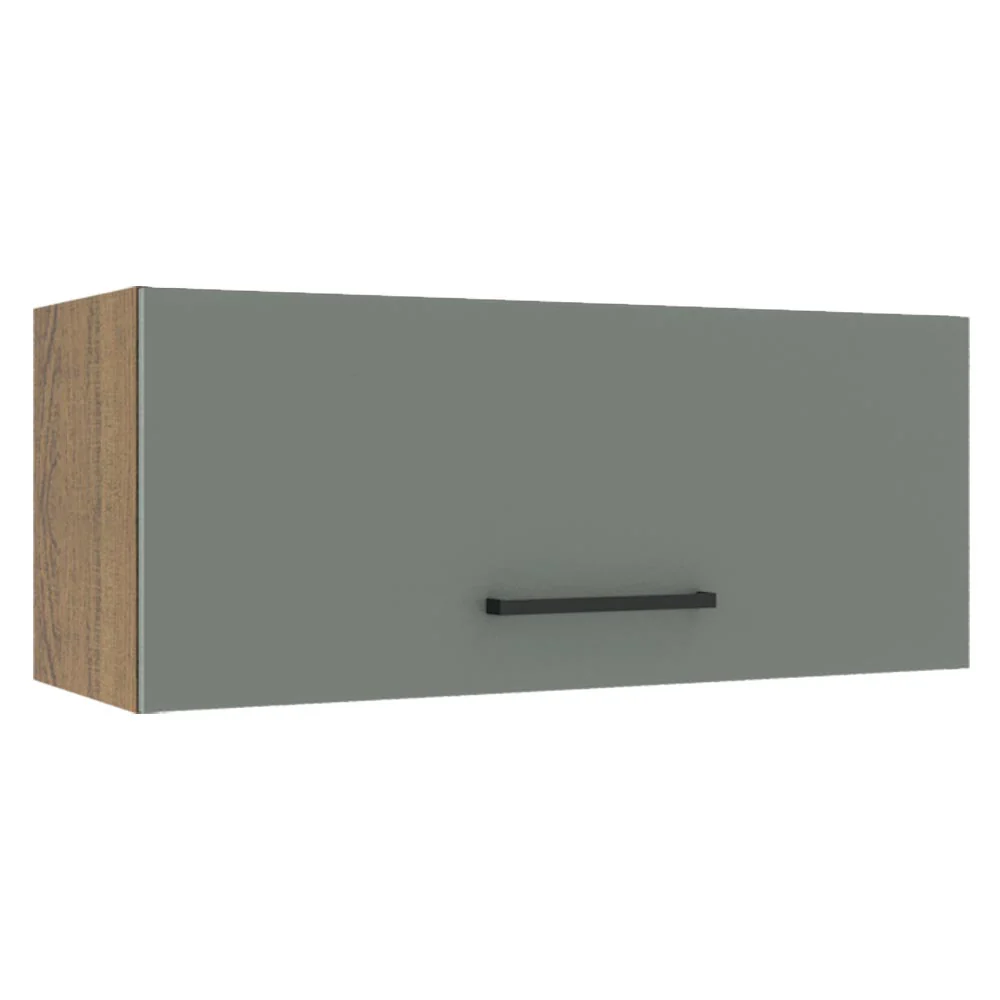 Armário Aéreo Madesa Agata 80 cm 1 Porta Basculante Rustic/Cinza