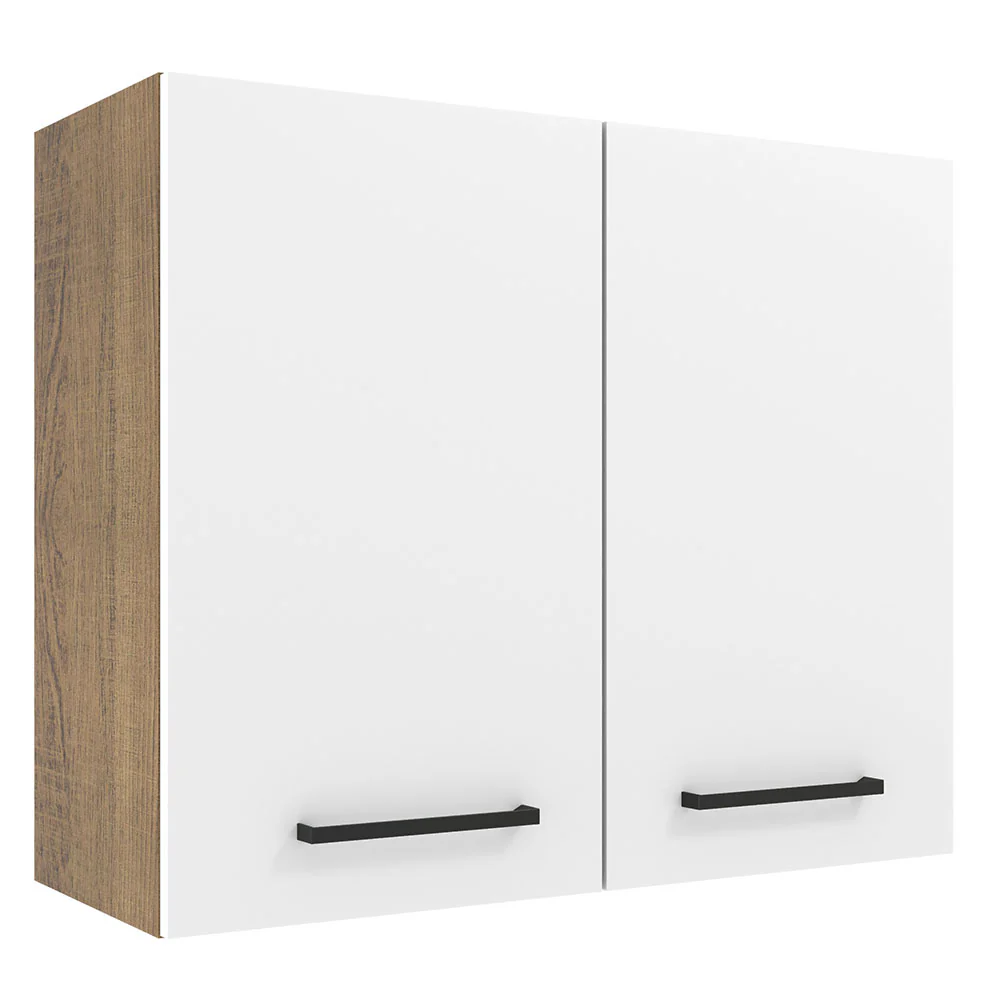 Armário Aéreo Madesa Agata 80 cm 2 Portas Rustic/Branco
