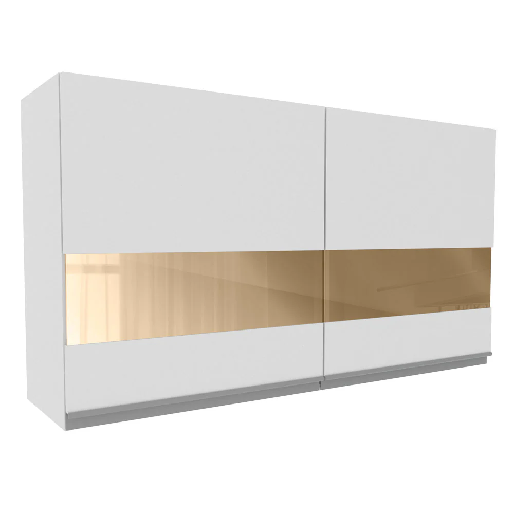 Armário Aéreo Madesa Glamy 120 cm 2 Portas com Vidro Branco