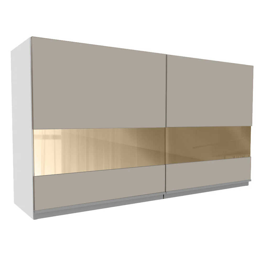Armário Aéreo Madesa Glamy 120 cm 2 Portas com Vidro Branco/Crema