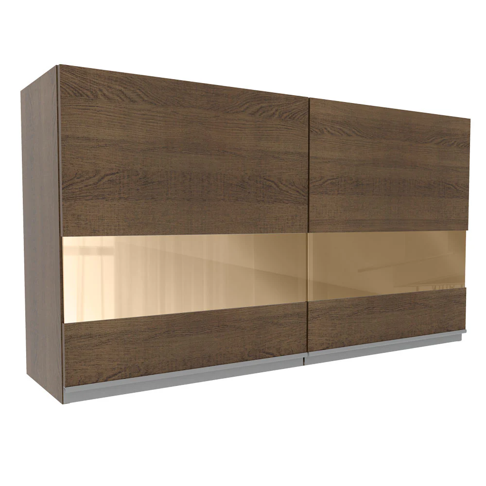 Armário Aéreo Madesa Glamy 120 cm 2 Portas com Vidro Rustic