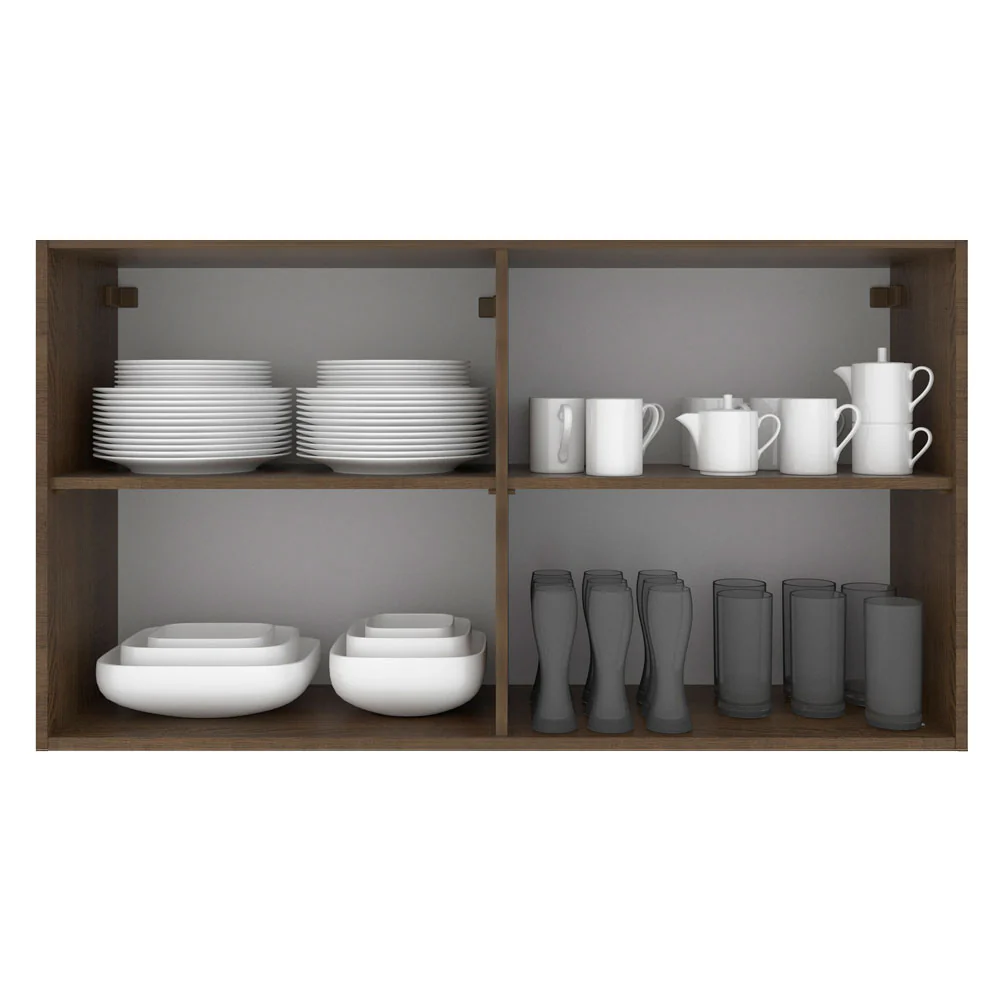 Armário Aéreo Madesa Glamy 120 cm 2 Portas com Vidro Rustic/Branco - Image 3