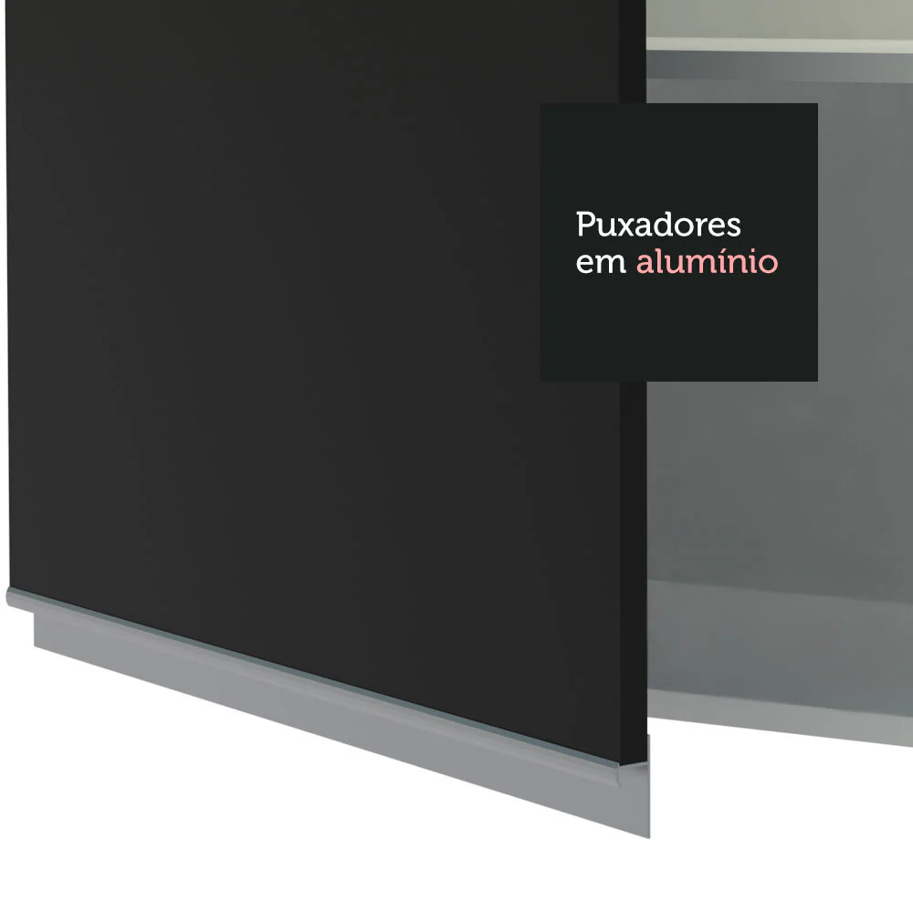 Armário Aéreo Madesa Glamy 150 cm 2 Portas e 2 Nichos Branco/Preto - Image 5