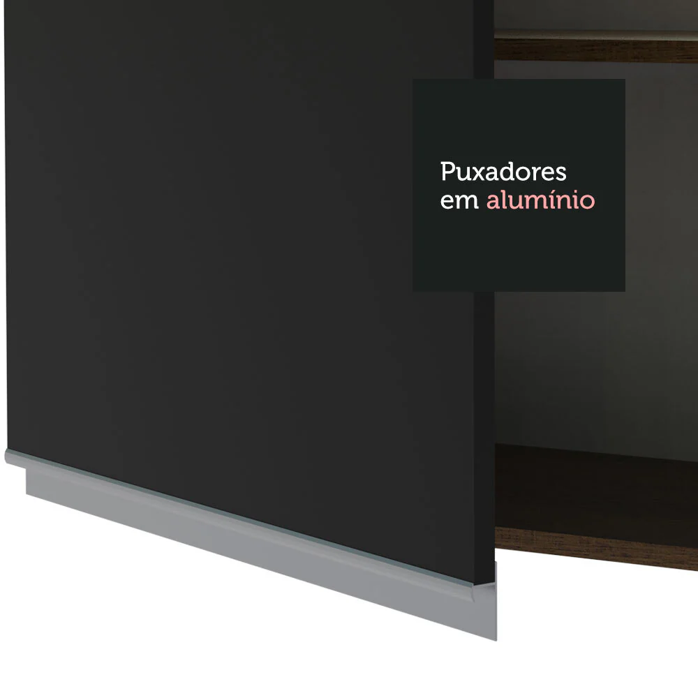 Armário Aéreo Madesa Glamy 35 cm 1 Porta Rustic/Preto - Image 5