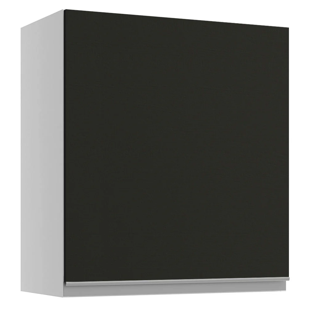 Armário Aéreo Madesa Glamy 60 cm 1 Porta Branco/Preto