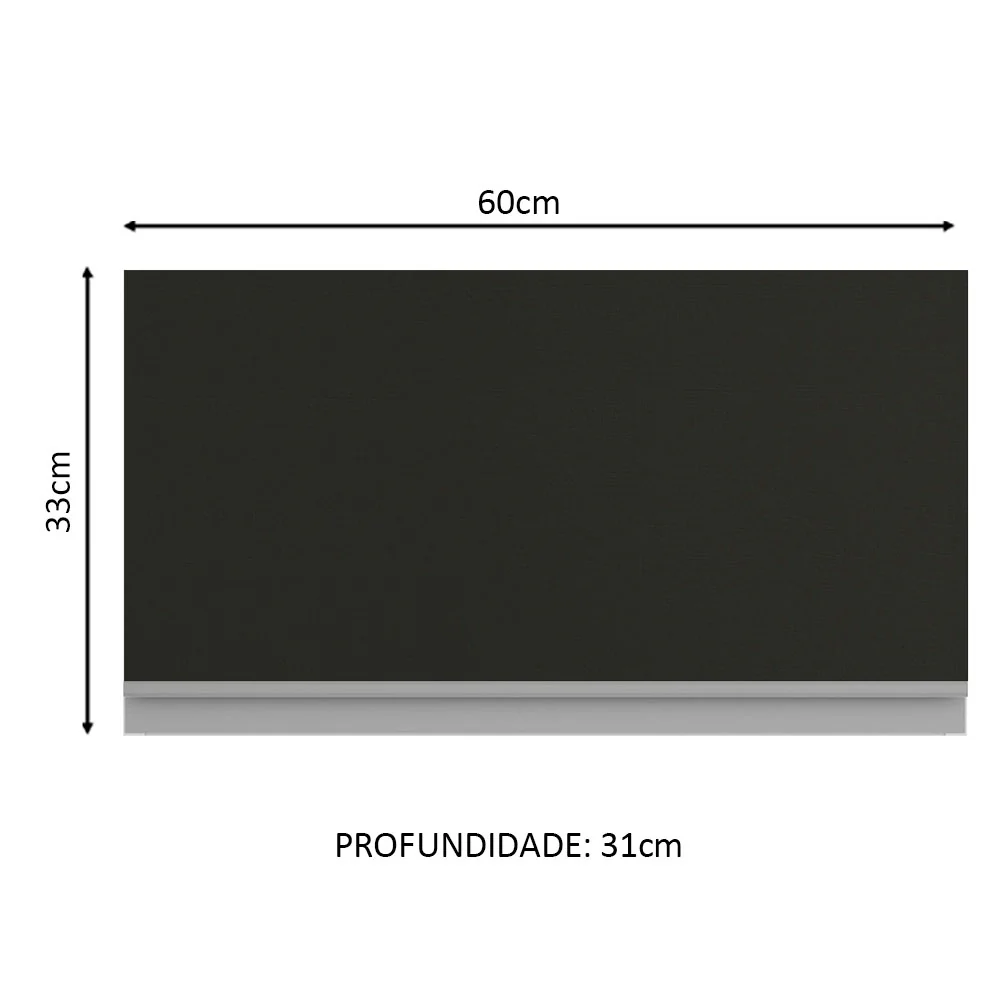 Armário Aéreo Madesa Glamy 60 cm 1 Porta Basculante Branco/Preto - Image 2