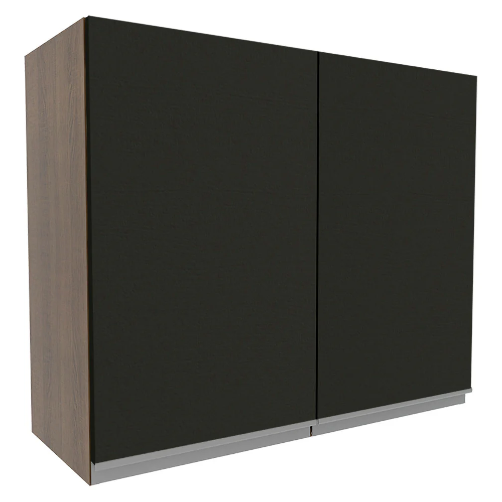 Armário Aéreo Madesa Glamy 80 cm 2 Portas Rustic/Preto