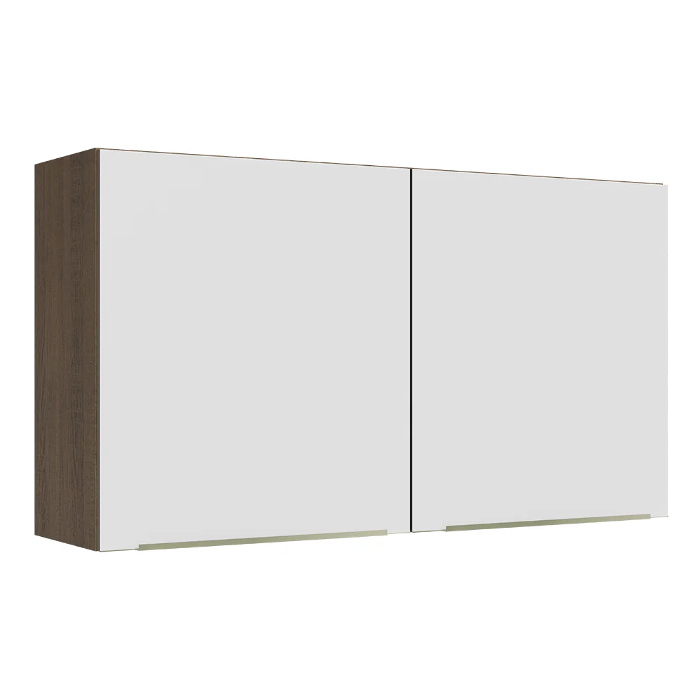 Armário Aéreo Madesa Lux 120 cm 2 Portas Rustic/Branco Veludo