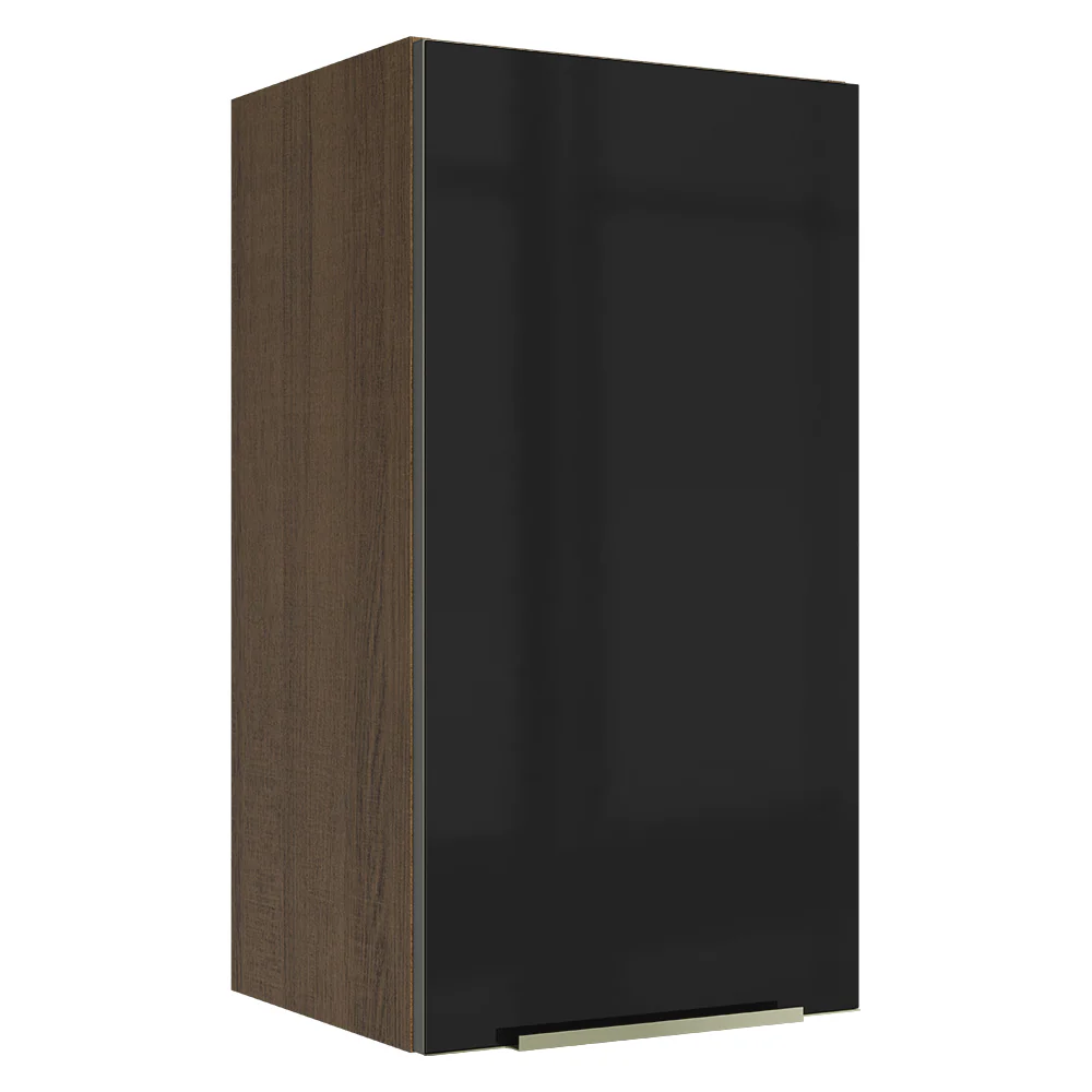 Armário Aéreo Madesa Lux 35 cm 1 Porta Rustic/Preto