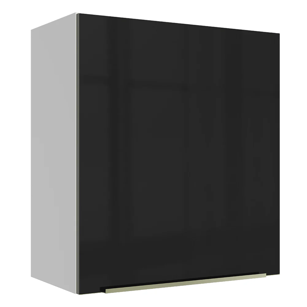 Armário Aéreo Madesa Lux 60 cm 1 Porta Branco/Preto