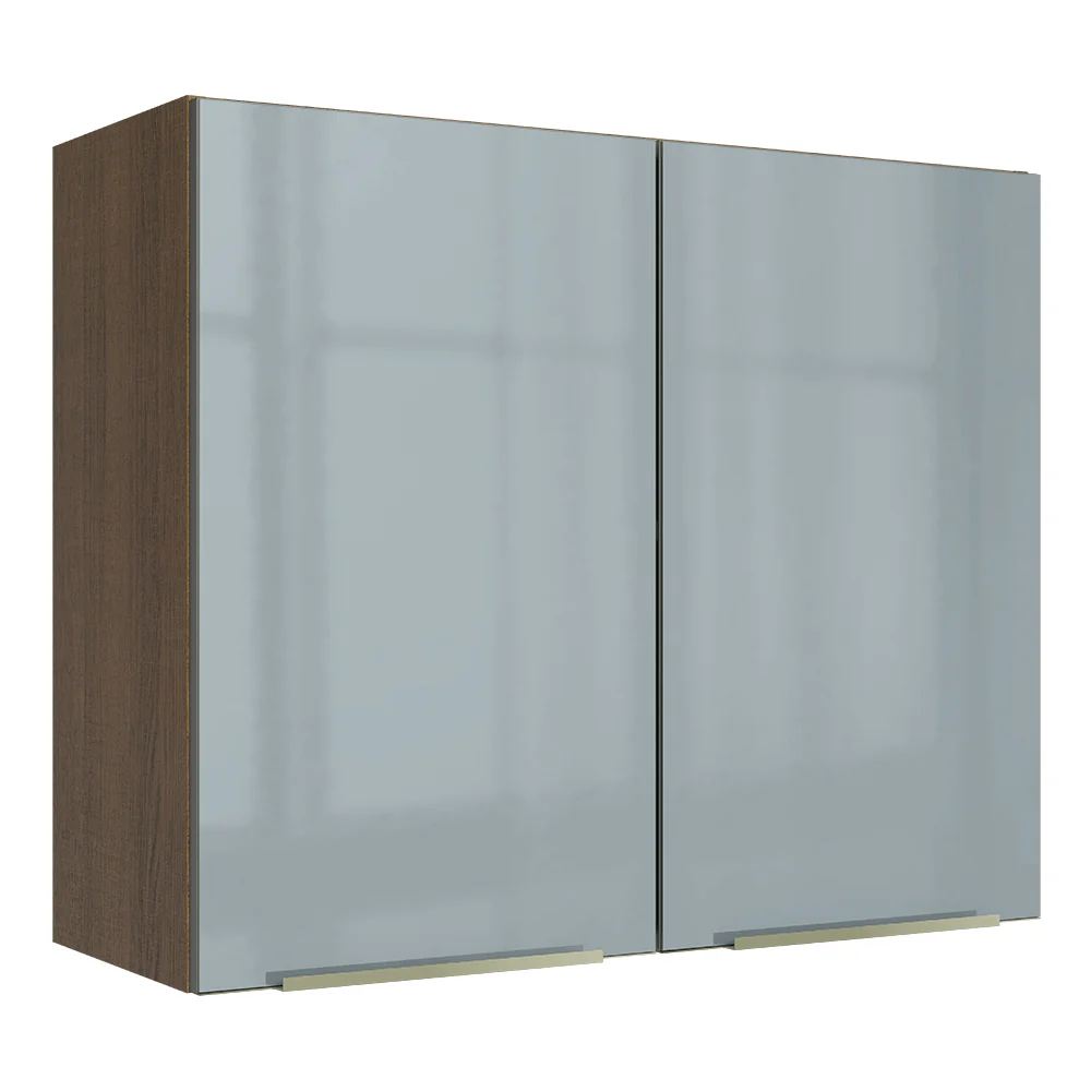 Armário Aéreo Madesa Lux 80 cm 2 Portas Rustic/Cinza