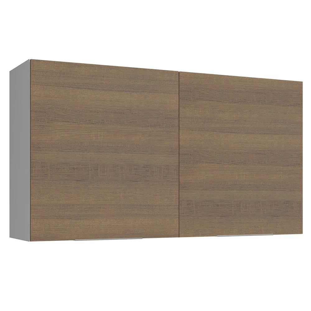 Armário Aéreo Madesa Stella 120 cm 2 Portas Branco/Rustic
