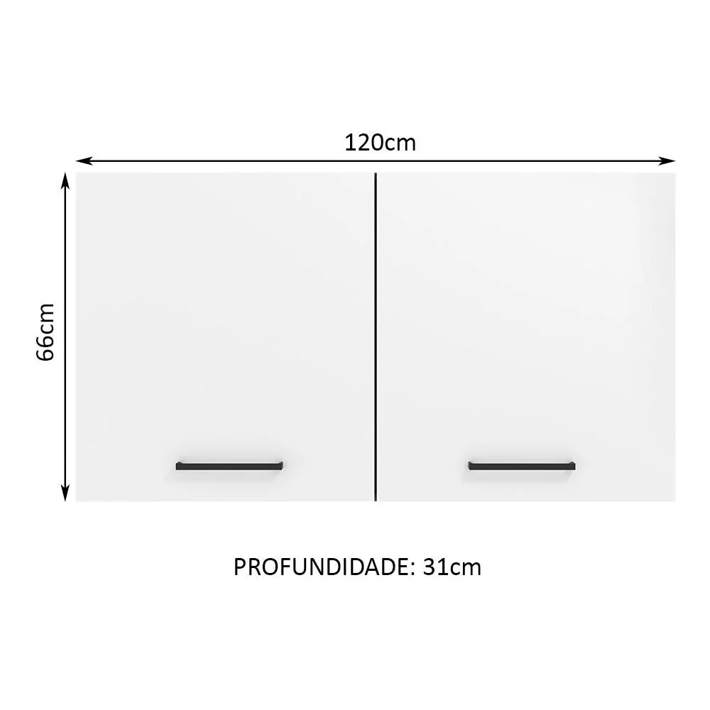Armário Aéreo Multiuso 120cm 2 Portas Branco Agata Madesa - Image 3