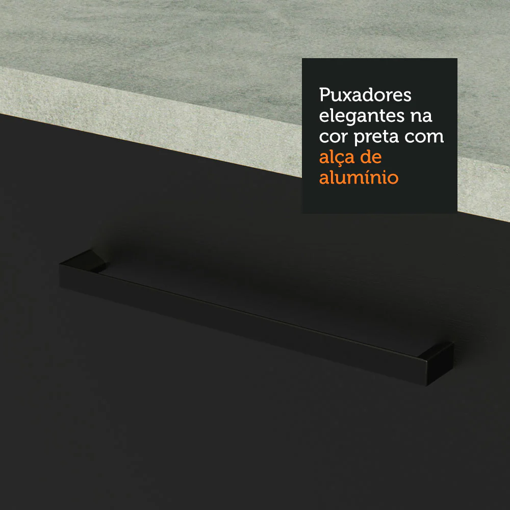 Armário Aéreo Multiuso 120cm 2 Portas Branco/Preto Agata Madesa - Image 8