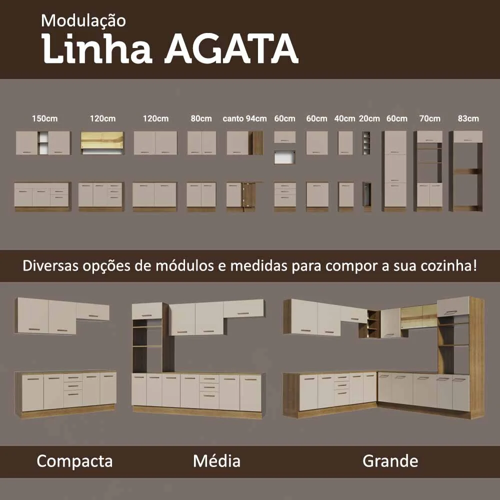 Armário Aéreo Multiuso 120cm 2 Portas Rustic/Crema Agata Madesa - Image 9
