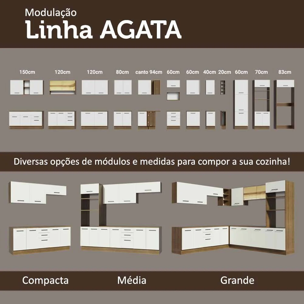 Armário Aéreo Multiuso 80cm 1 Porta Basculante Rustic/Branco Agata Madesa - Image 8