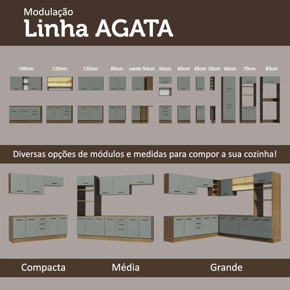 Armário Aéreo Multiuso 80cm 1 Porta Basculante Rustic/Cinza Agata Madesa - Image 8