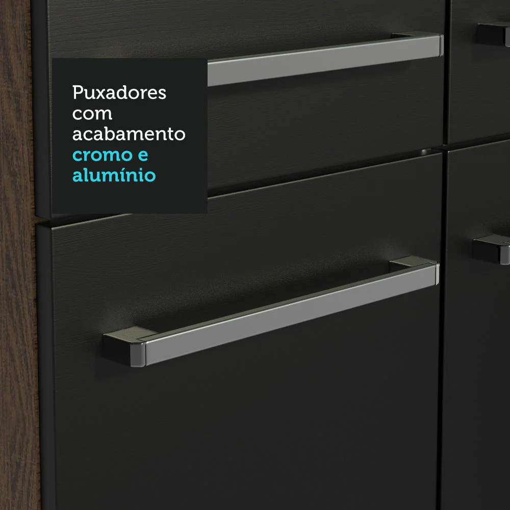 Armário de Cozinha Compacta 105cm com Pia Rustic/Preto Emilly Madesa 04 - Image 8
