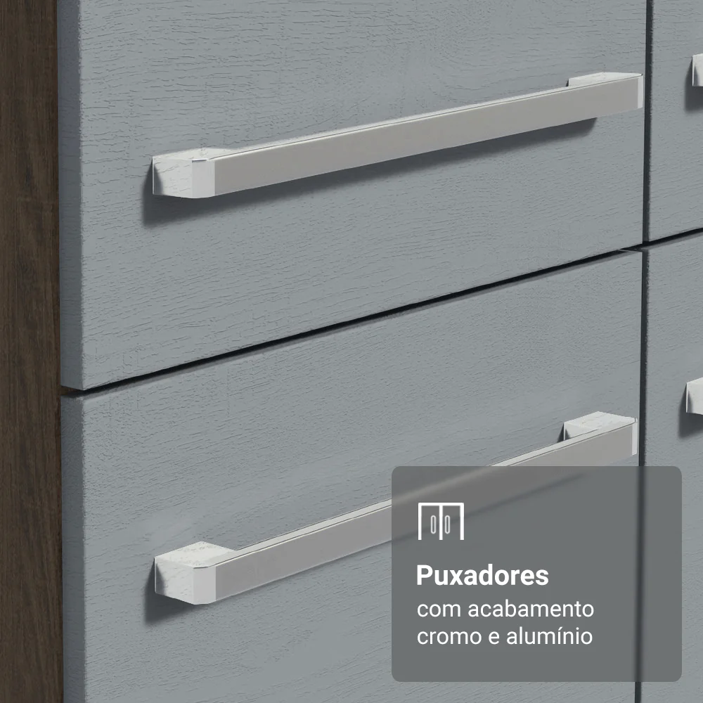 Armário de Cozinha Compacta 105cm Rustic/Cinza Emilly Madesa 03 - Image 6