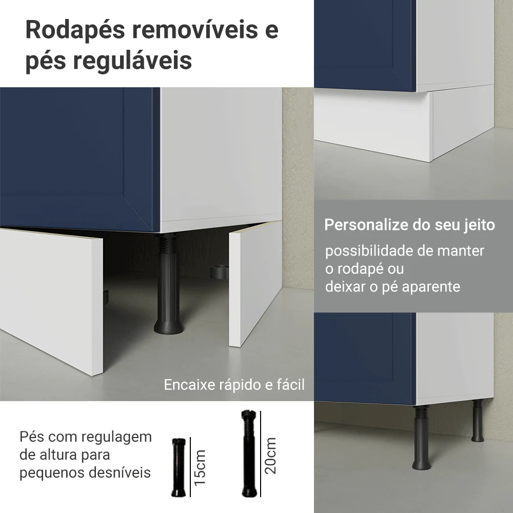 Armário de Cozinha Compacta 120 cm Branco/Azul Vik Madesa 01 - Image 9
