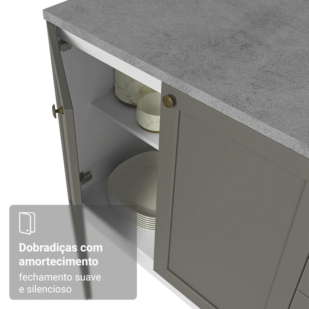 Armário de Cozinha Compacta 120 cm Branco/Cinza Vik Madesa 01 - Image 8