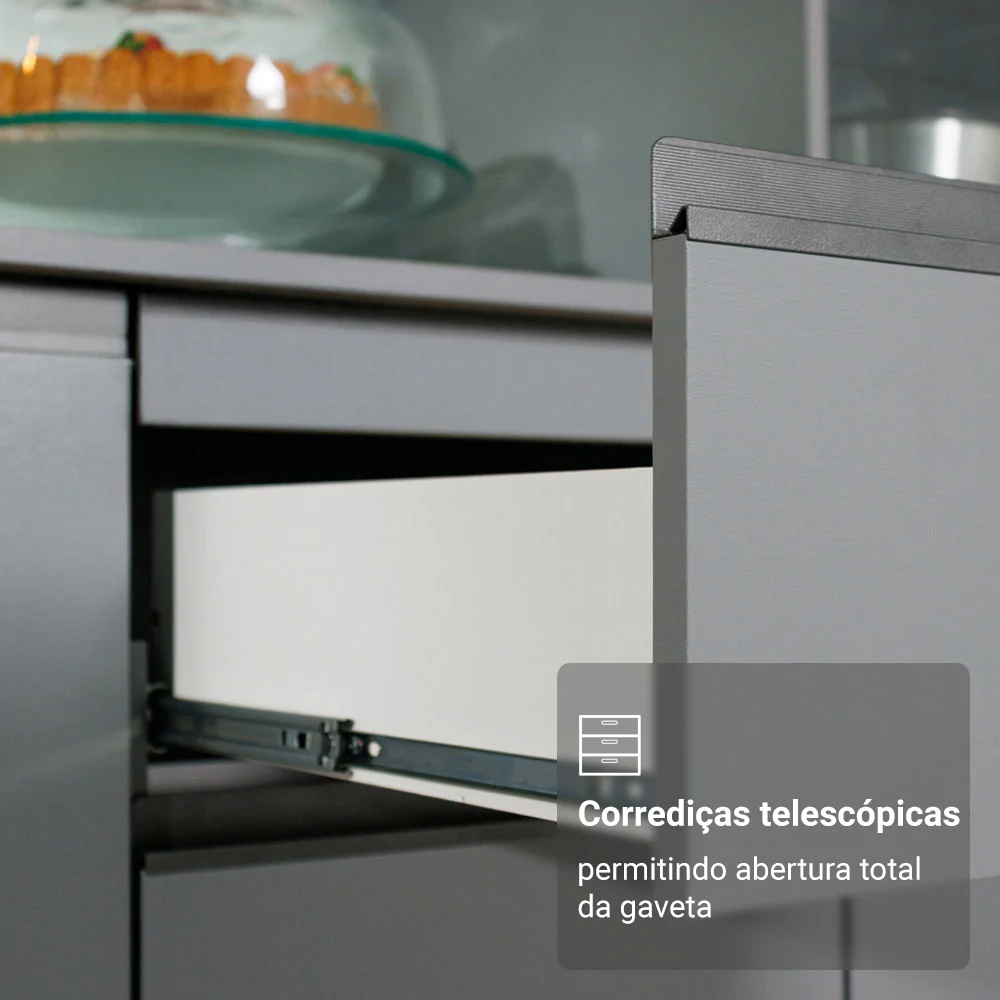 Armário de Cozinha Compacta 120 cm Cinza Nice Madesa 05 - Image 7