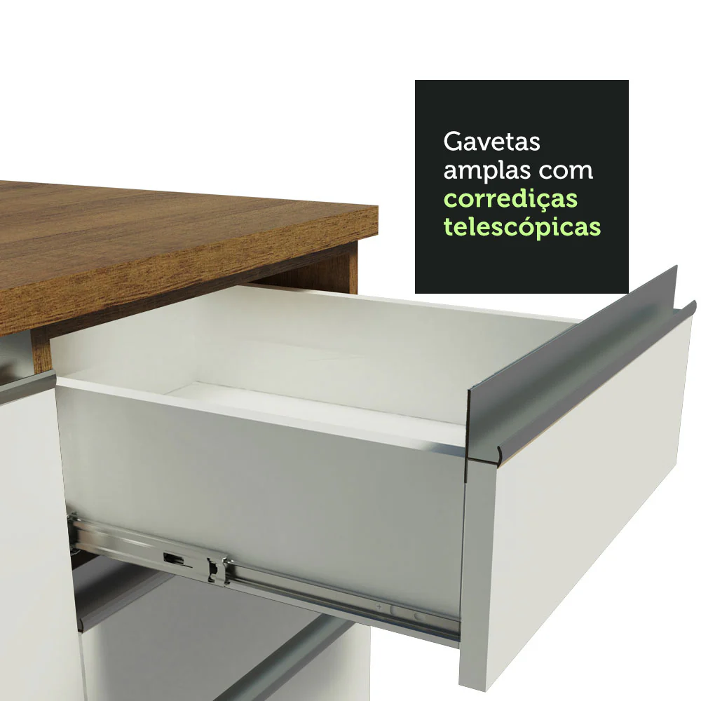 Armário de Cozinha Compacta 120cm Rustic/Branco Glamy Madesa 08 - Image 7