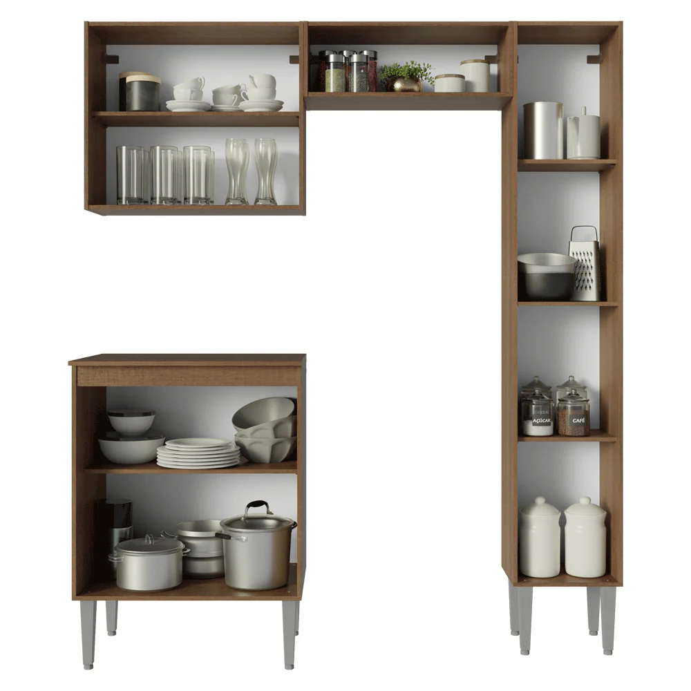 Armário de Cozinha Compacta 156 cm Rustic/Cinza Emilly Madesa 02 - Image 5