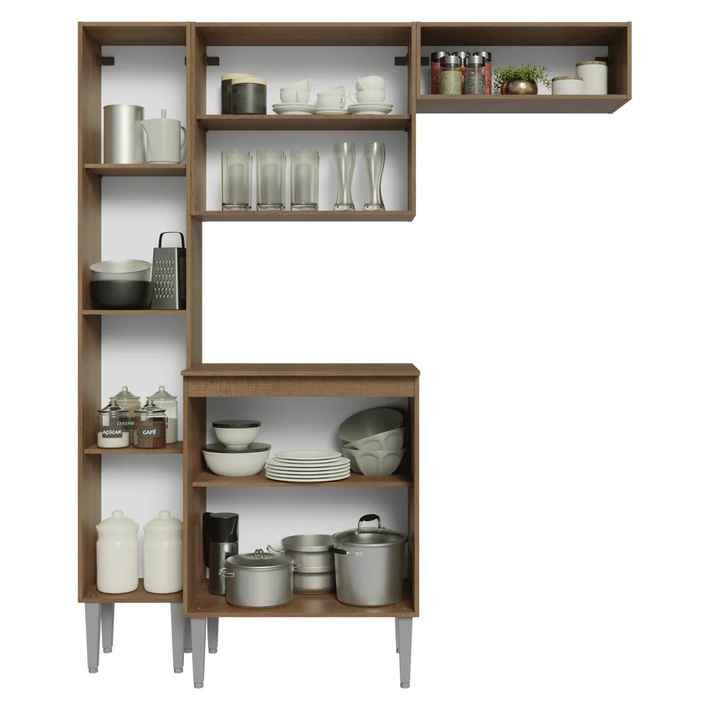 Armário de Cozinha Compacta 156 cm Rustic/Preto Emilly Madesa 01 - Image 5