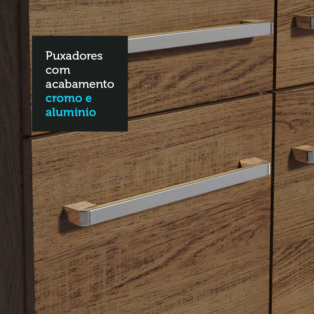 Armário de Cozinha Compacta 165cm com Pia Rustic/Cinza Emilly Madesa 09 - Image 8