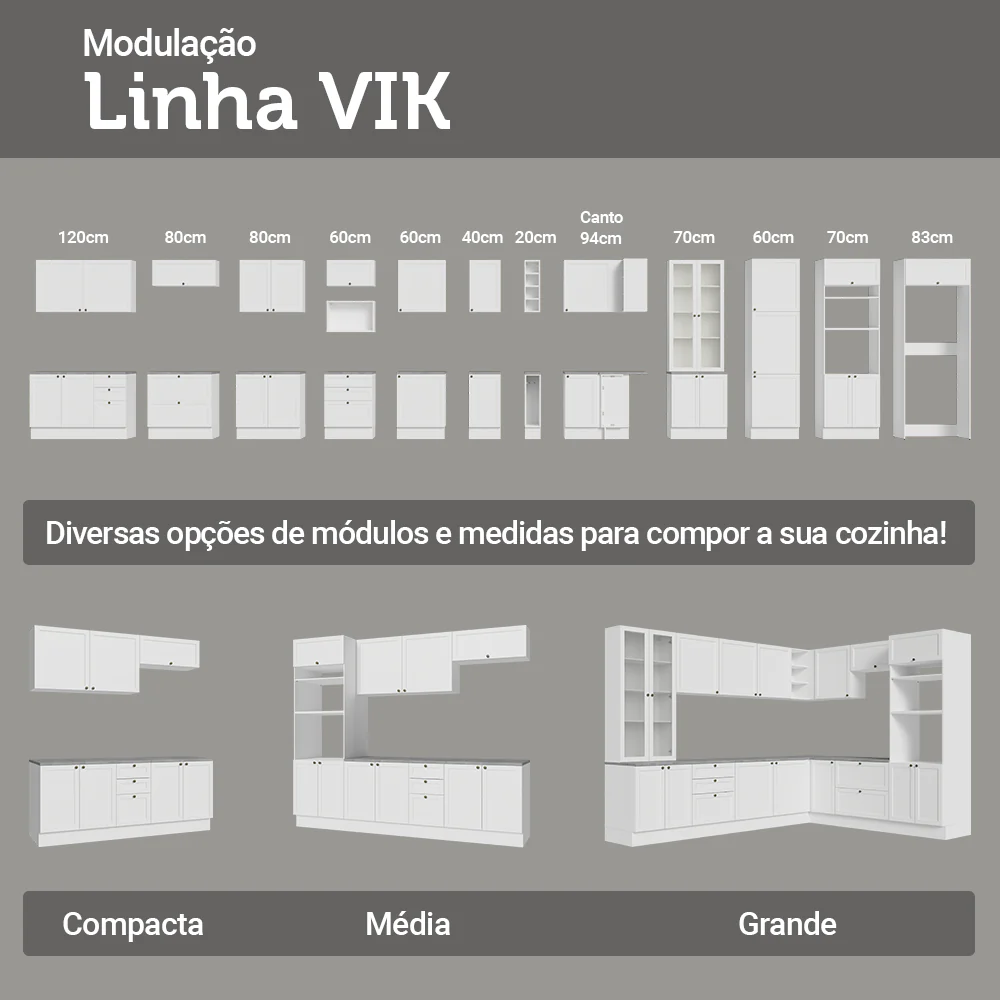 Armário de Cozinha Compacta 180 cm Branco Vik Madesa 03 - Image 10
