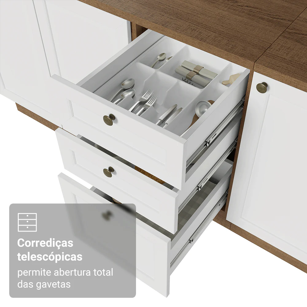 Armário de Cozinha Compacta 180 cm Rustic/Branco Vik Madesa 02 - Image 8