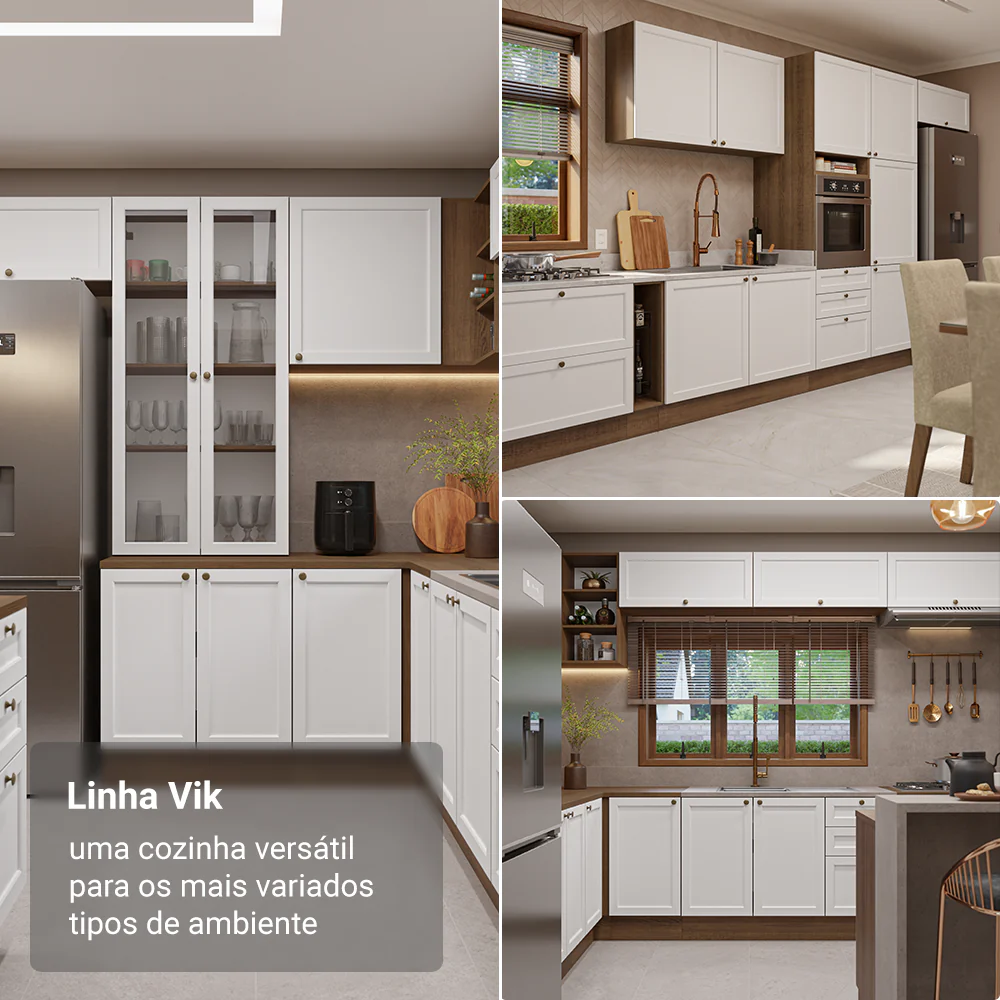 Armário de Cozinha Compacta 180 cm Rustic/Branco Vik Madesa 04 - Image 5