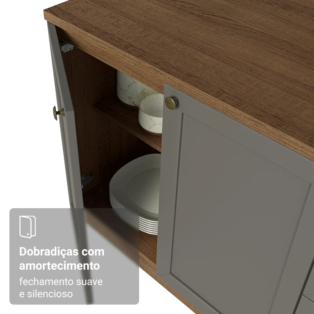 Armário de Cozinha Compacta 180 cm Rustic/Cinza Vik Madesa 02 - Image 7
