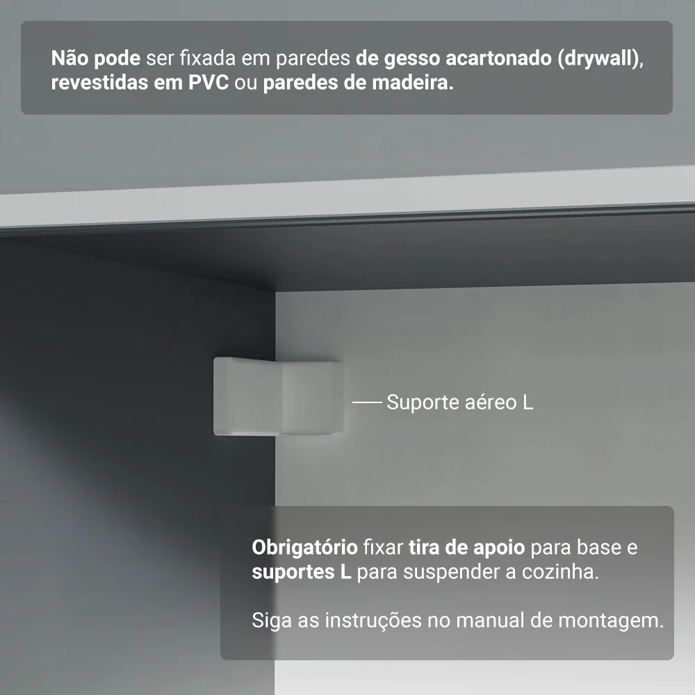 Armário de Cozinha Compacta 180 cm Suspensa Cinza Nice Madesa 03 - Image 9