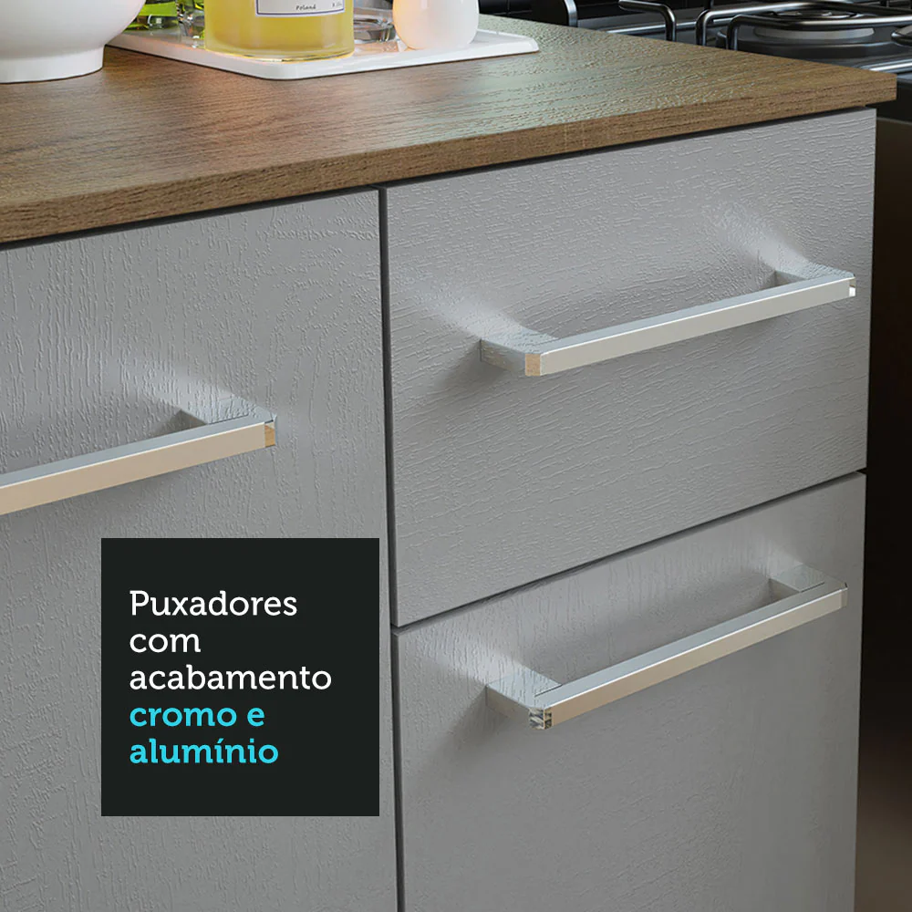 Armário de Cozinha Compacta 180cm Rustic/Cinza Easy Madesa - Image 6
