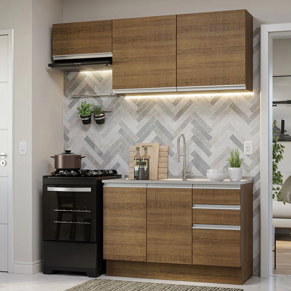 Armário de Cozinha Compacta 180cm Rustic Glamy Madesa 09
