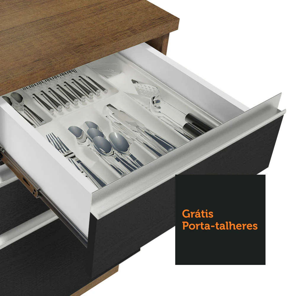 Armário de Cozinha Compacta 180cm Rustic/Preto Glamy Madesa 09 - Image 9