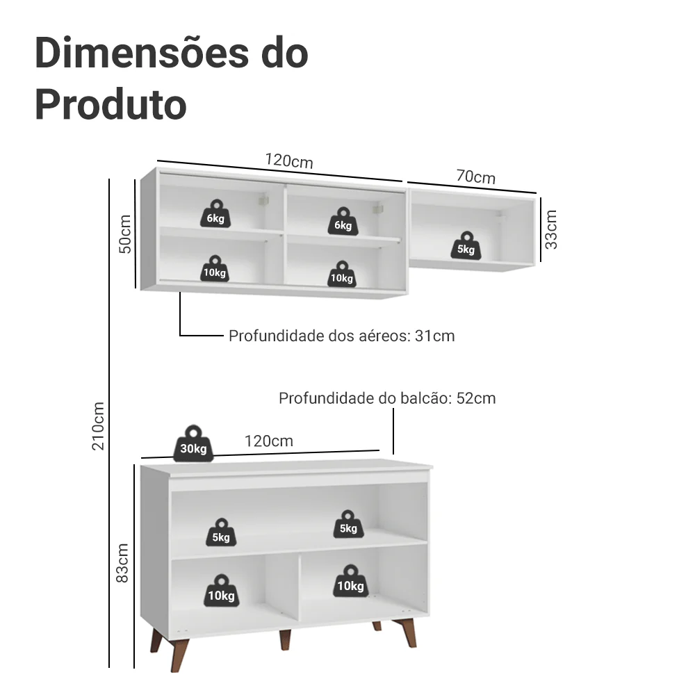 Armário de Cozinha Compacta 190cm Branco Reims Madesa 09 - Image 3