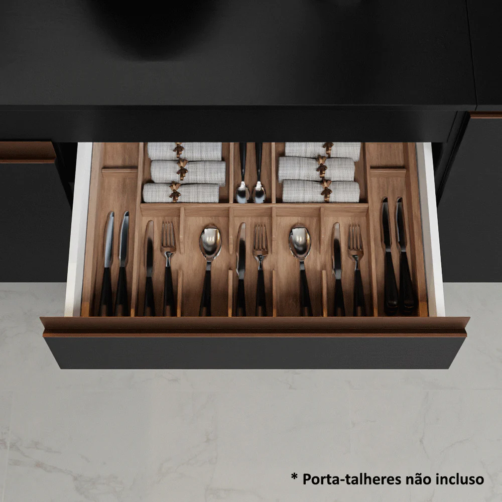 Armário de Cozinha Compacta 190cm Preto/Rustic Reims Madesa 05 - Image 8