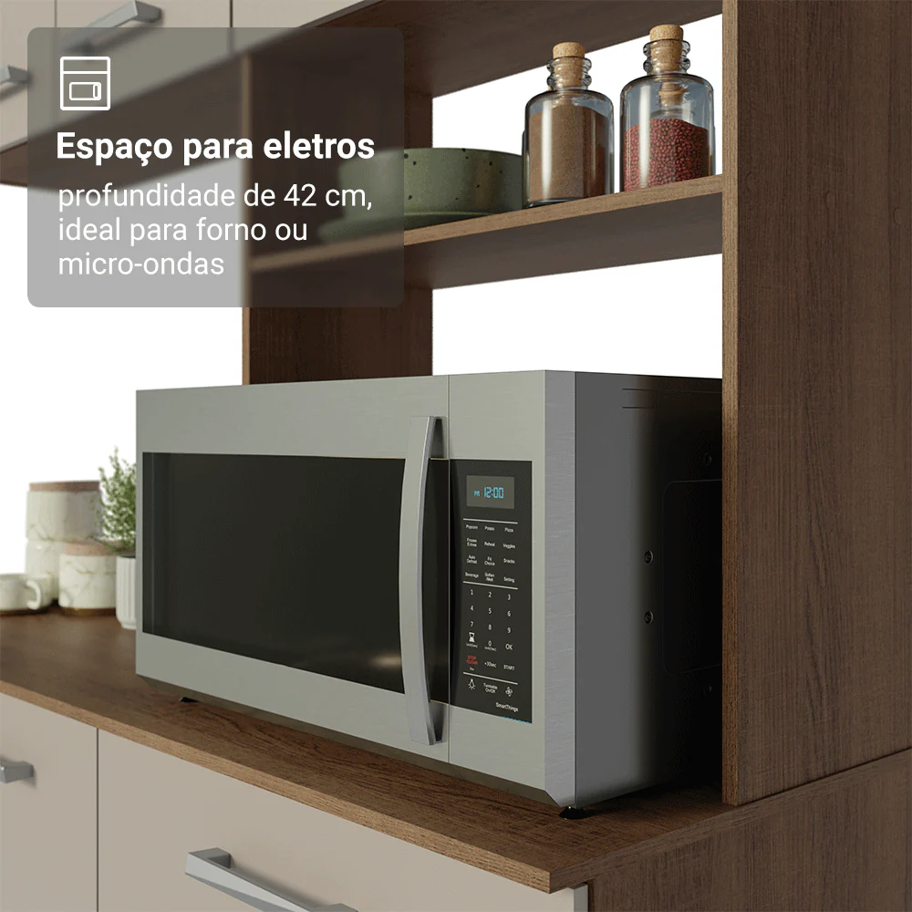 Armário de Cozinha Compacta 196cm Rustic/Crema Aura Madesa 01 - Image 7