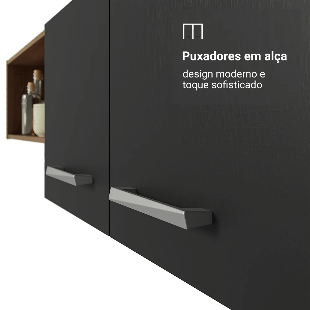 Armário de Cozinha Compacta 196cm Rustic/Preto Aura Madesa 01 - Image 8