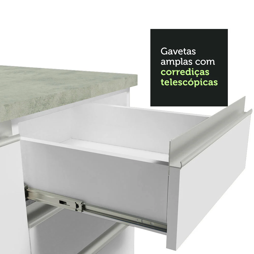 Armário de Cozinha Compacta 200cm Branco Glamy Madesa 08 - Image 8