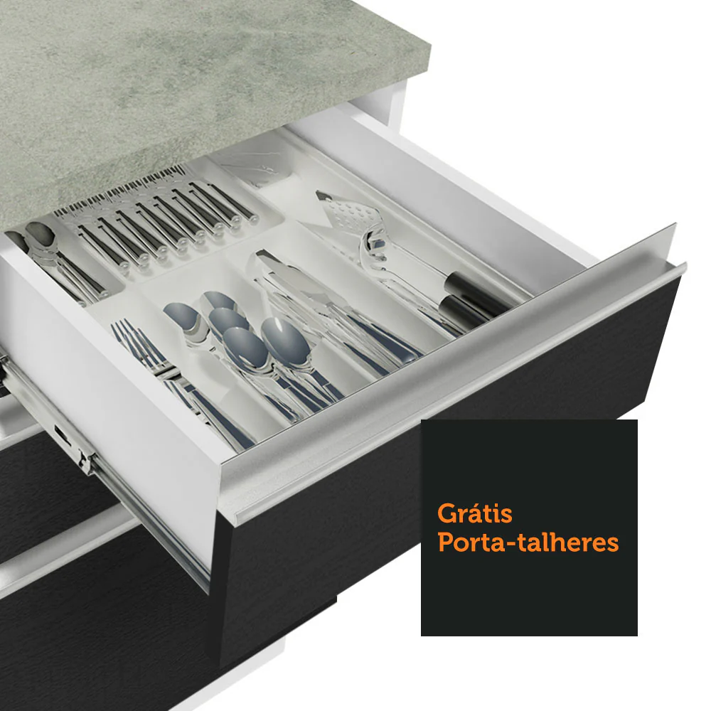 Armário de Cozinha Compacta 200cm Branco/Preto Glamy Madesa 08 - Image 9